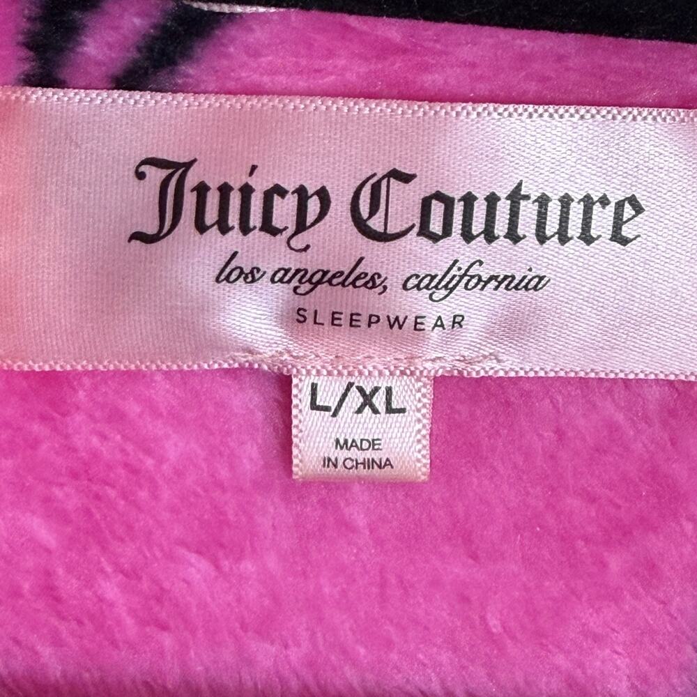 Juicy Couture Pink Fleece Robe L/XL Crown Logo Belted Sleepwear Plush - Picture 3 of 7